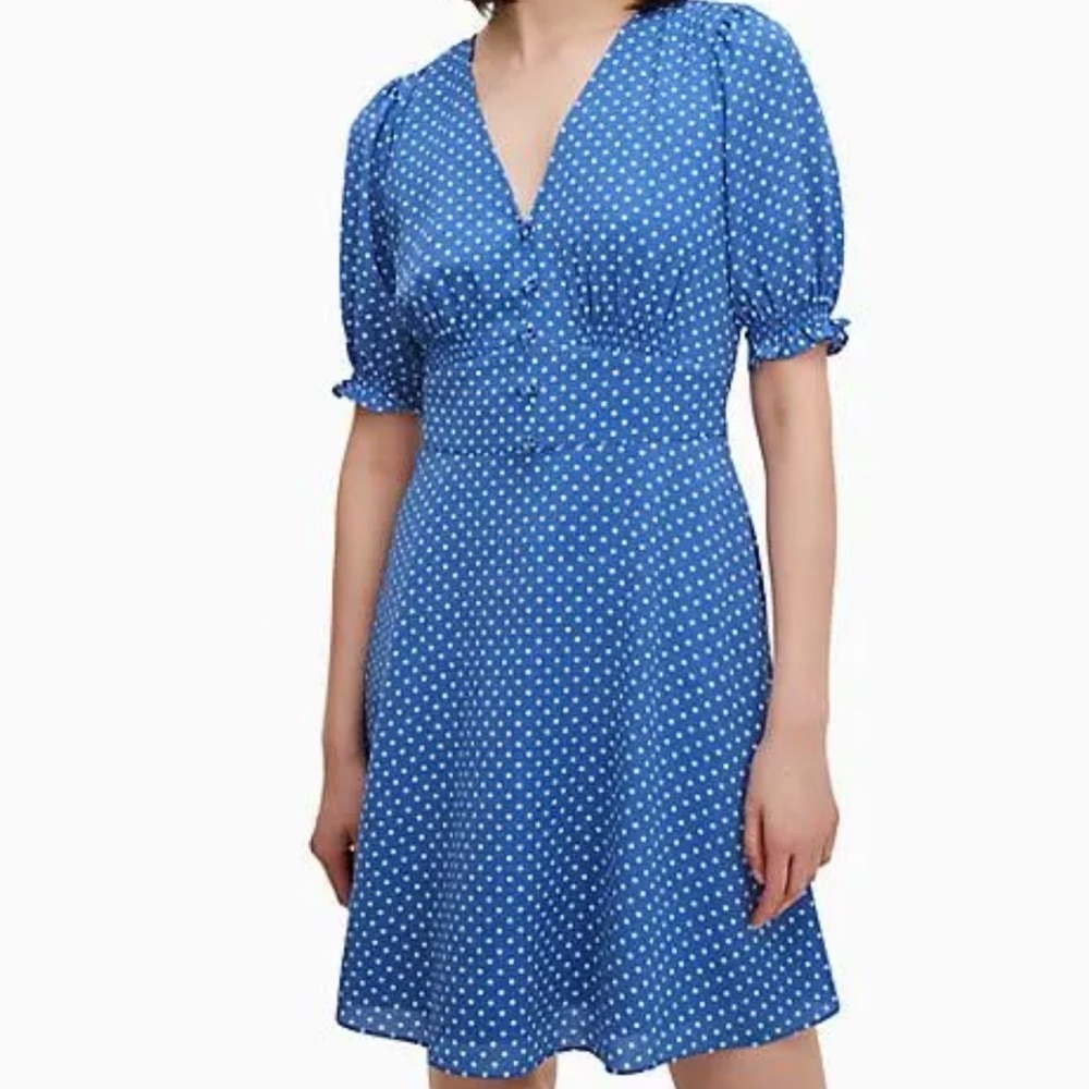 Kate Spade Tea Garden Dot Dress, Deep Cornflower